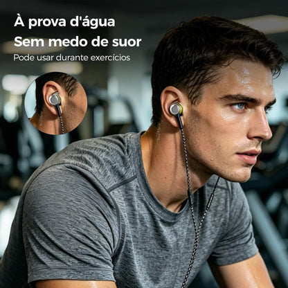 Fone de ouvido com fio intra-auricular com driver híbrido e graves potentes da Vapto