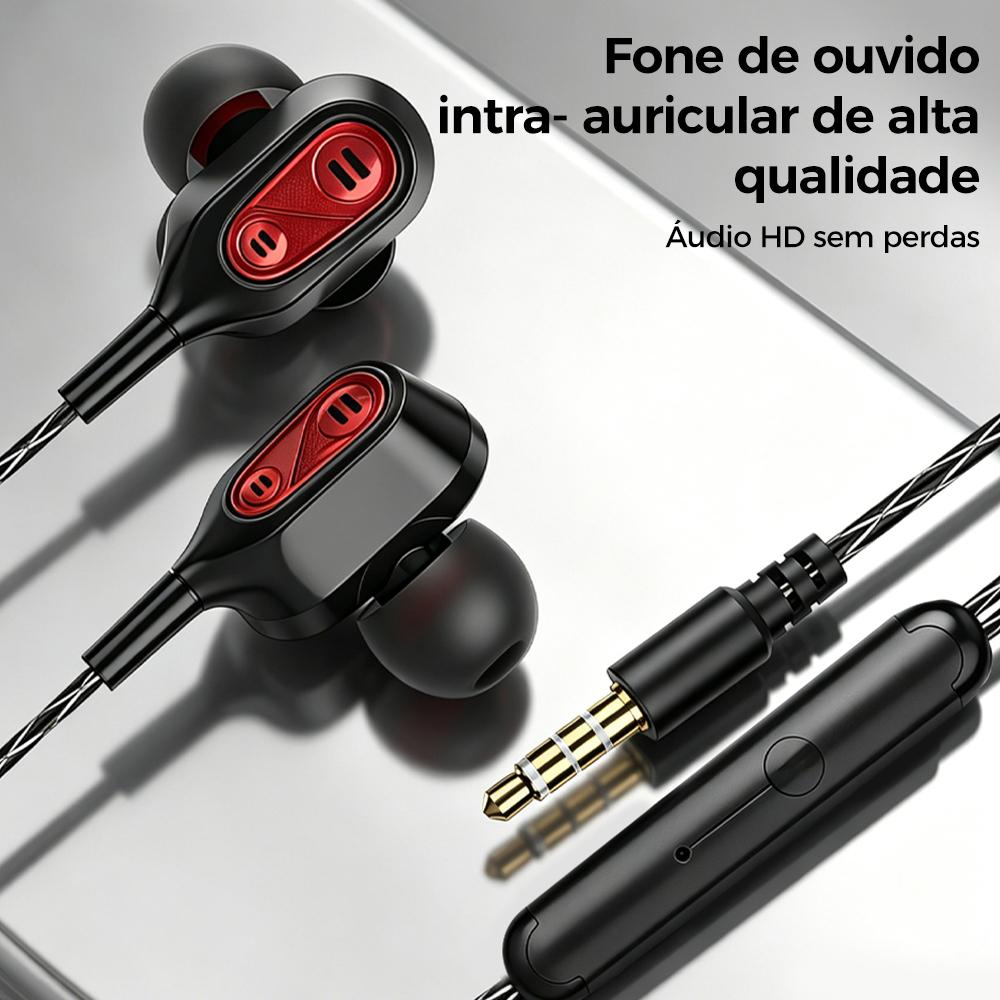 Fone de ouvido com fio intra-auricular com dois drivers e alto-falantes da Vapto