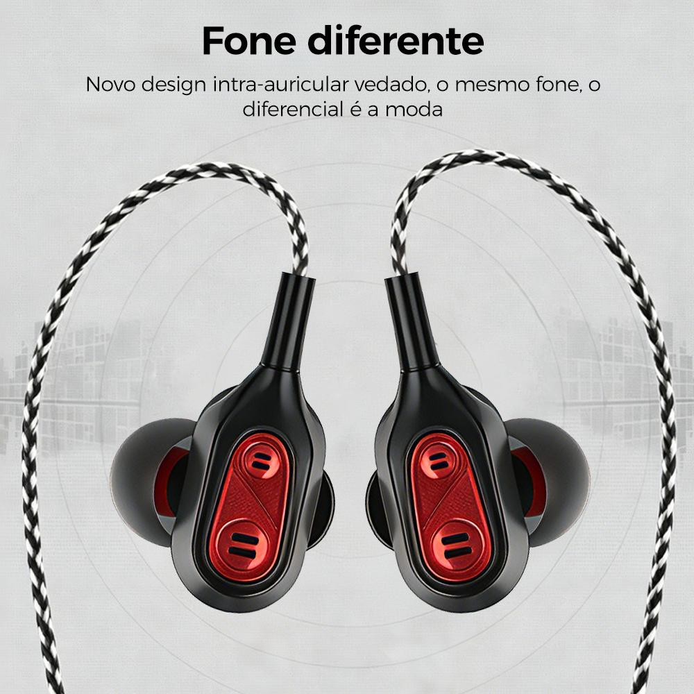 Fone de ouvido com fio intra-auricular com dois drivers e alto-falantes da Vapto
