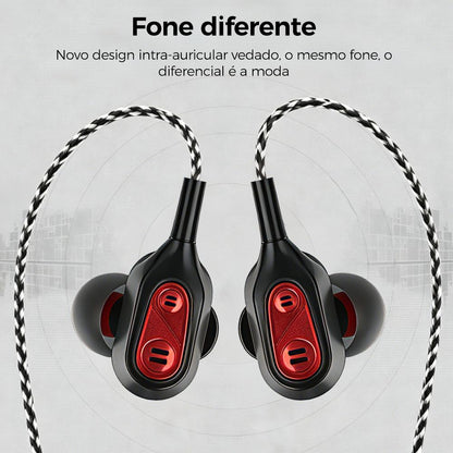 Fone de ouvido com fio intra-auricular com dois drivers e alto-falantes da Vapto