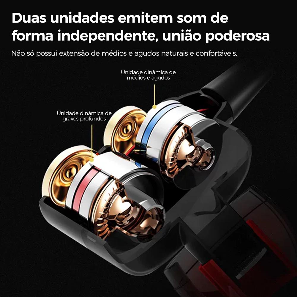 Fone de ouvido com fio intra-auricular com dois drivers e alto-falantes da Vapto
