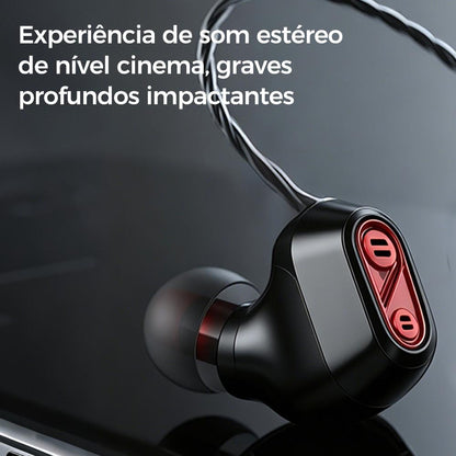 Fone de ouvido com fio intra-auricular com dois drivers e alto-falantes da Vapto