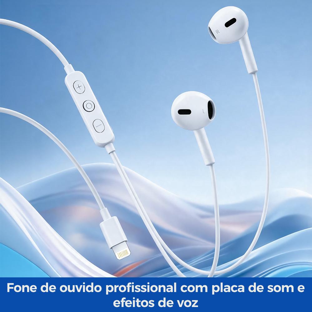Fone profissional com fio, controle e placa de som para karaokê da Vapto