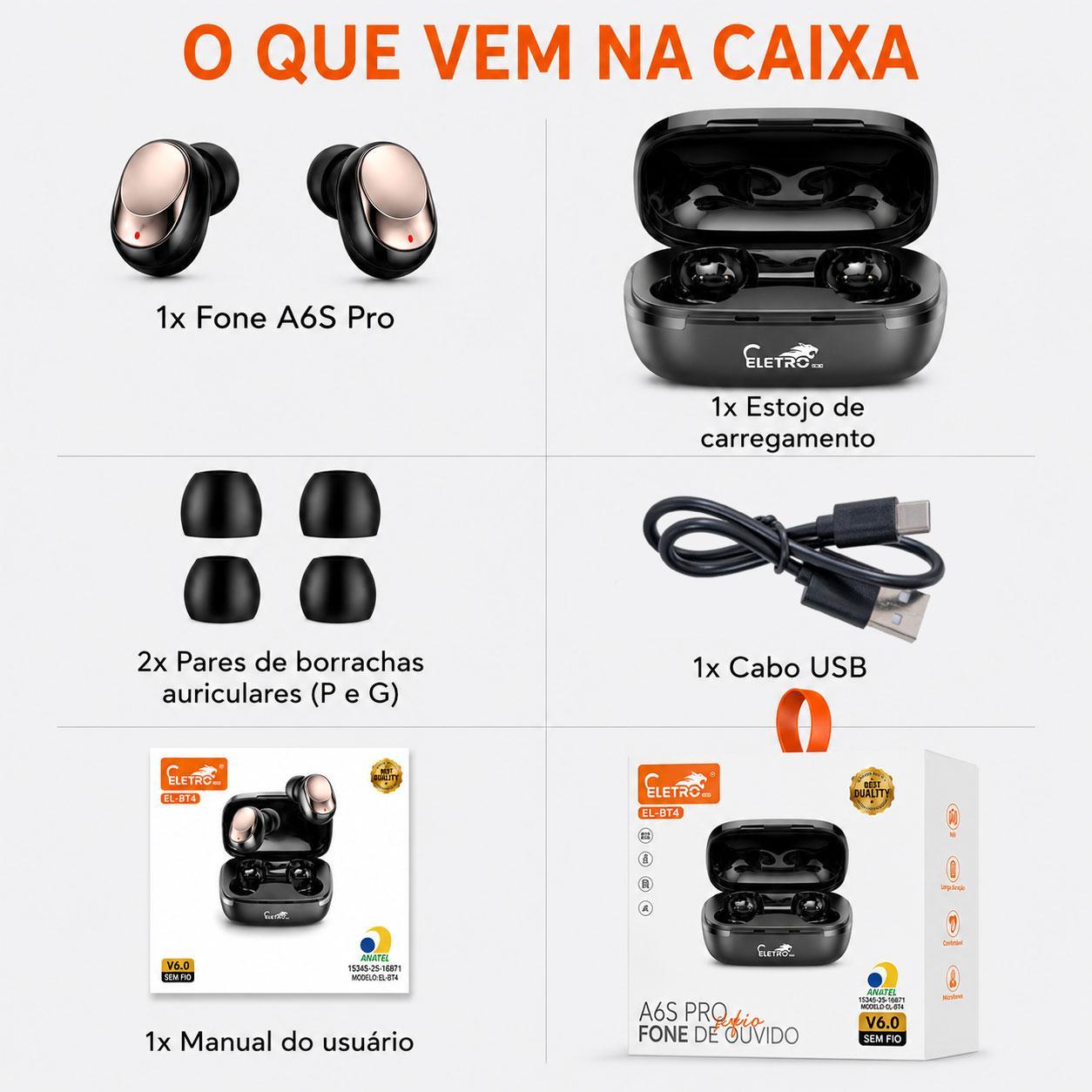 Fone Eletro Bluetooth resistente à água da Vapto