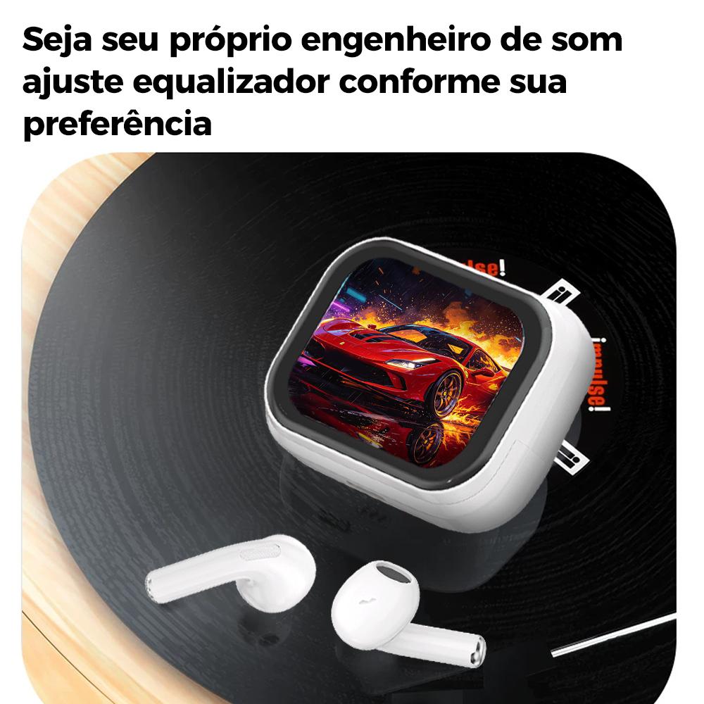 Fone Eletro Bluetooth TWS com tela, cancelamento de ruído e chamadas da Vapto