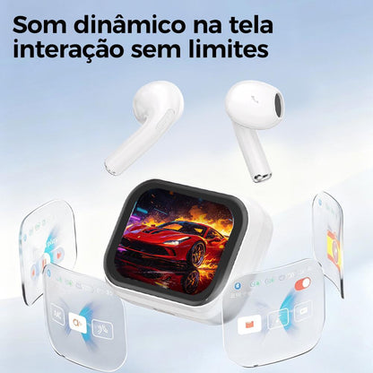 ELETRO Fone de Ouvido Bluetooth TWS com Tela e Cancelamento de Ruído para Chamadas