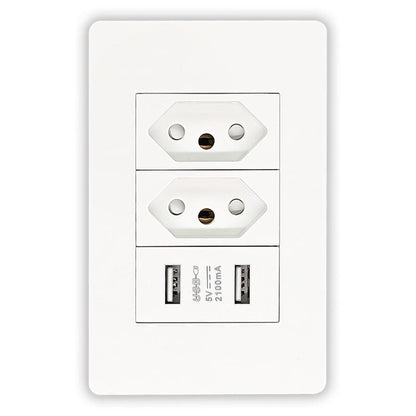 Kit com 2 tomadas de parede USB duplas bivolt para carregamento e alimentação da Vapto