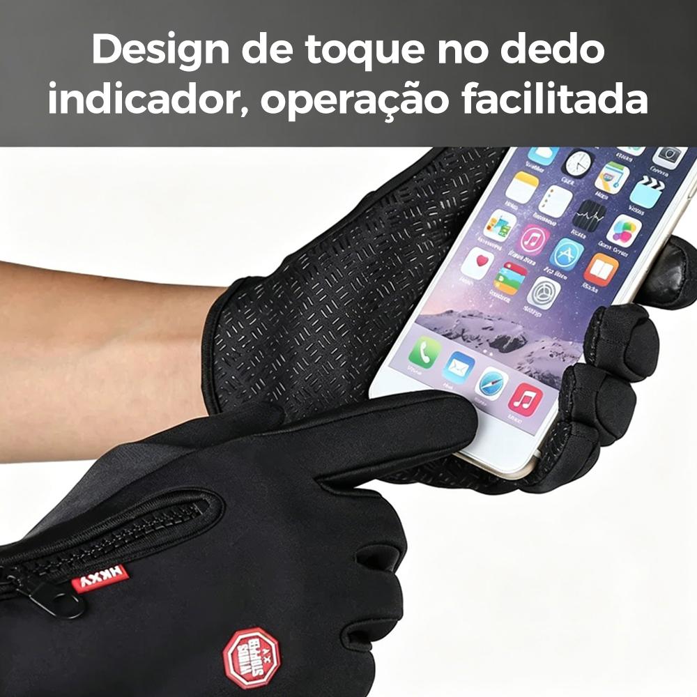Luva térmica reforçada para ciclismo com proteção corta-vento e toque na tela da Vapto