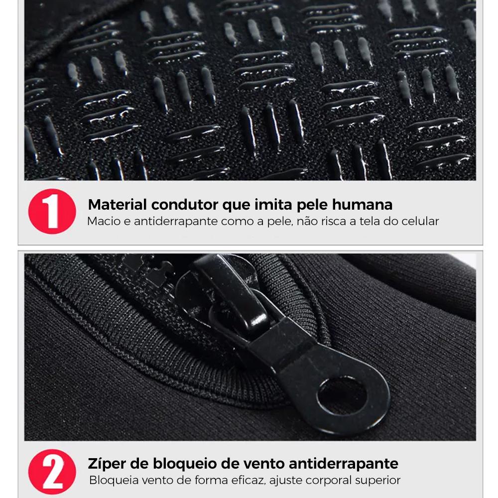Luva térmica reforçada para ciclismo com proteção corta-vento e toque na tela da Vapto