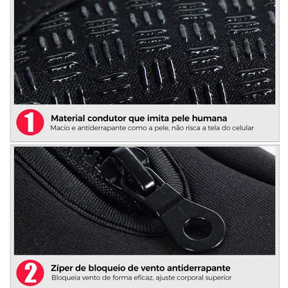 Luva térmica reforçada para ciclismo com proteção corta-vento e toque na tela da Vapto