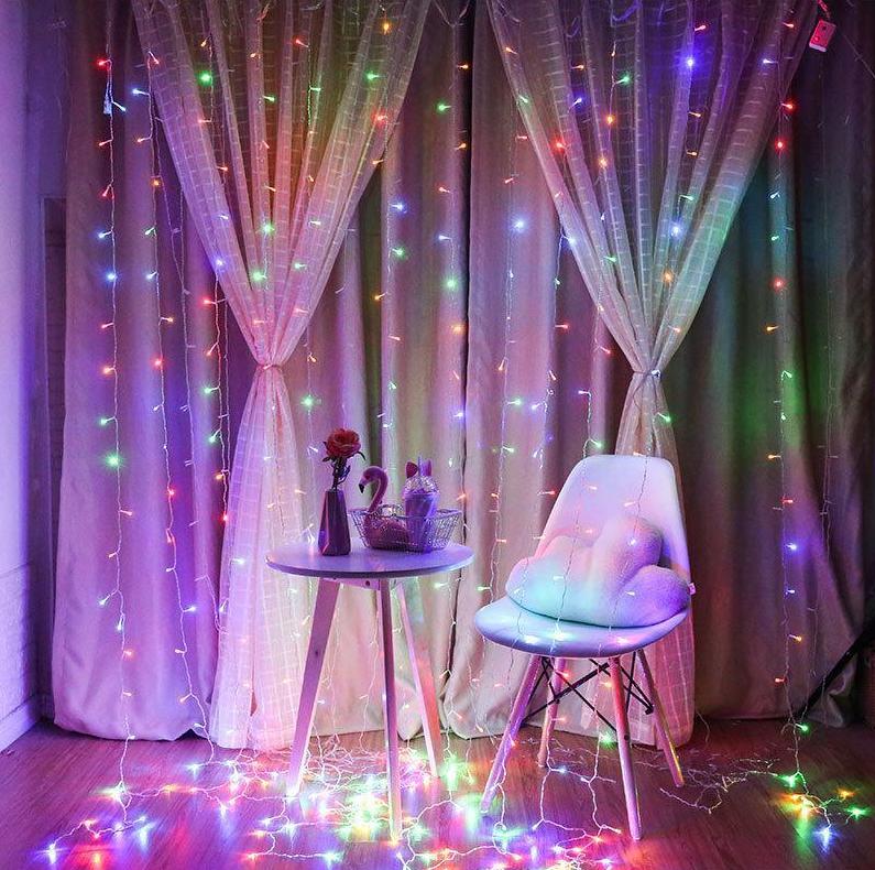Luzes LED decorativas em formato de cortina para paredes e ambientes da Vapto