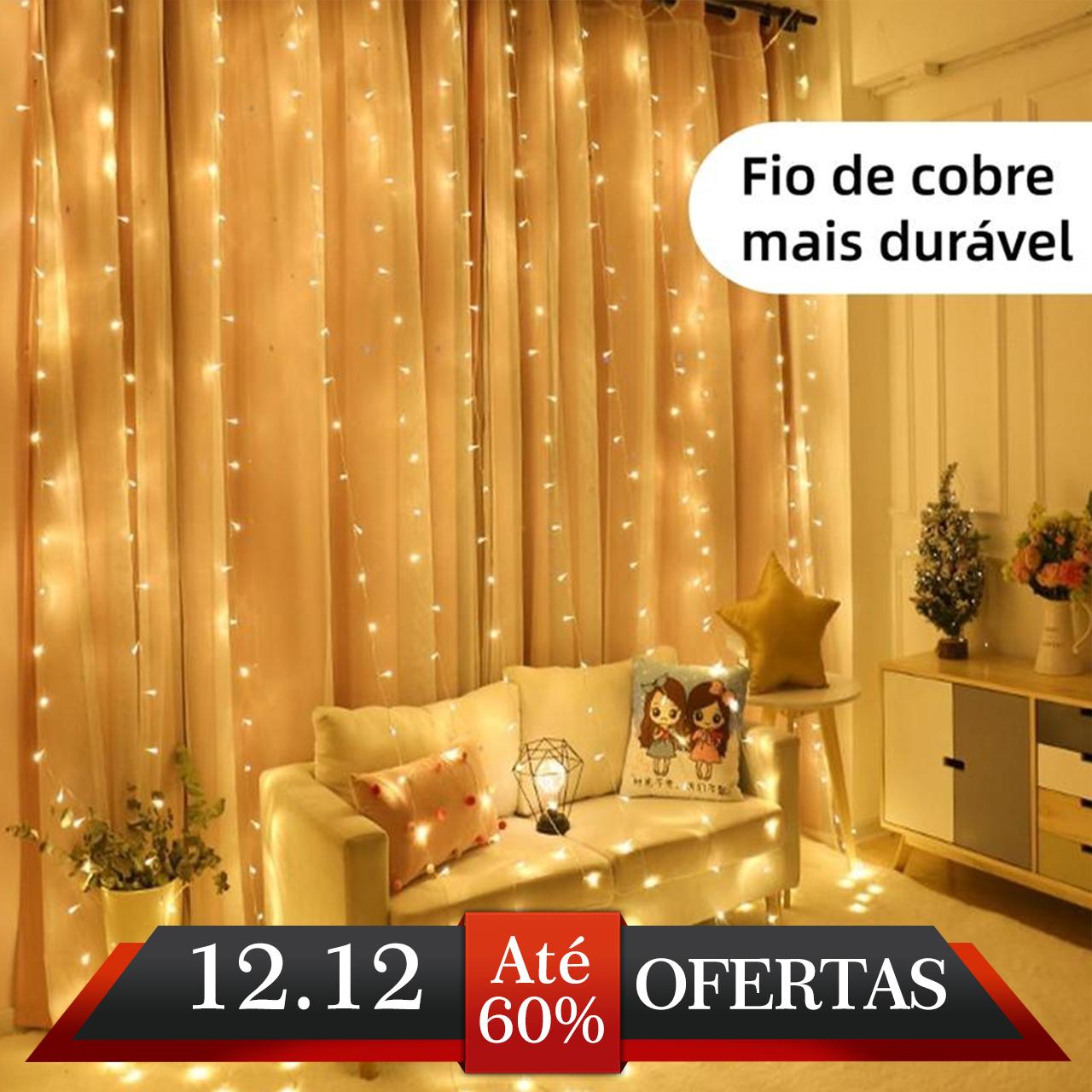 Luzes LED decorativas em formato de cortina para paredes e ambientes da Vapto
