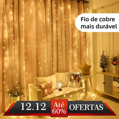 Luzes LED decorativas em formato de cortina para paredes e ambientes da Vapto
