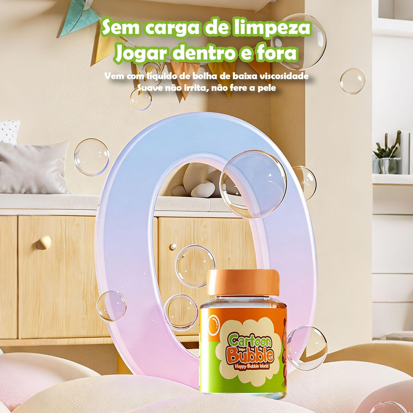 Máquina elétrica portátil de bolhas de sabão para crianças da Vapto