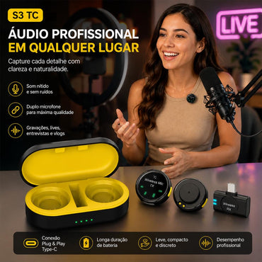 Microfone de lapela Type-C plug and play para áudio profissional da Vapto