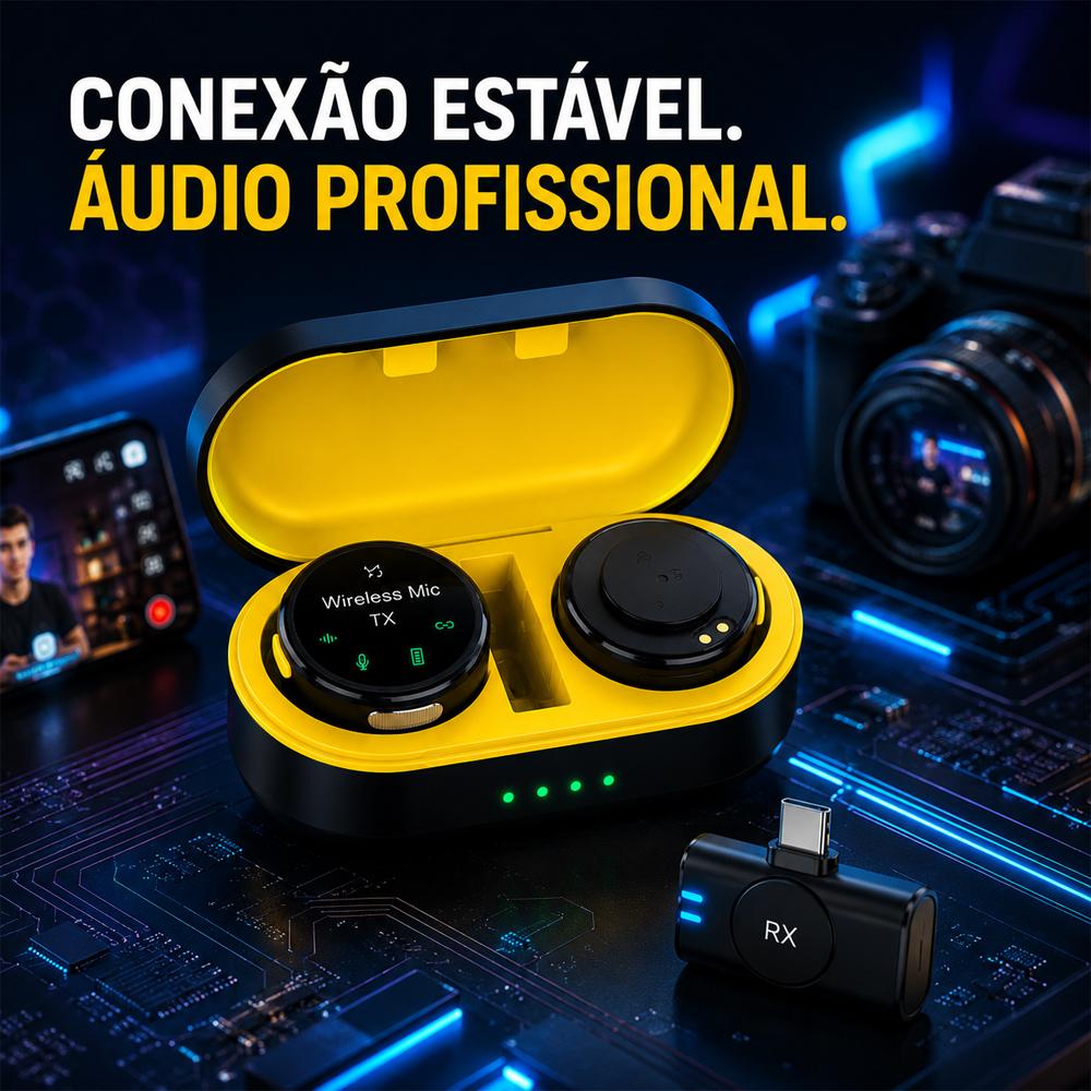Microfone de lapela Type-C plug and play para áudio profissional da Vapto