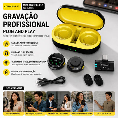 Microfone de lapela Type-C plug and play para áudio profissional da Vapto