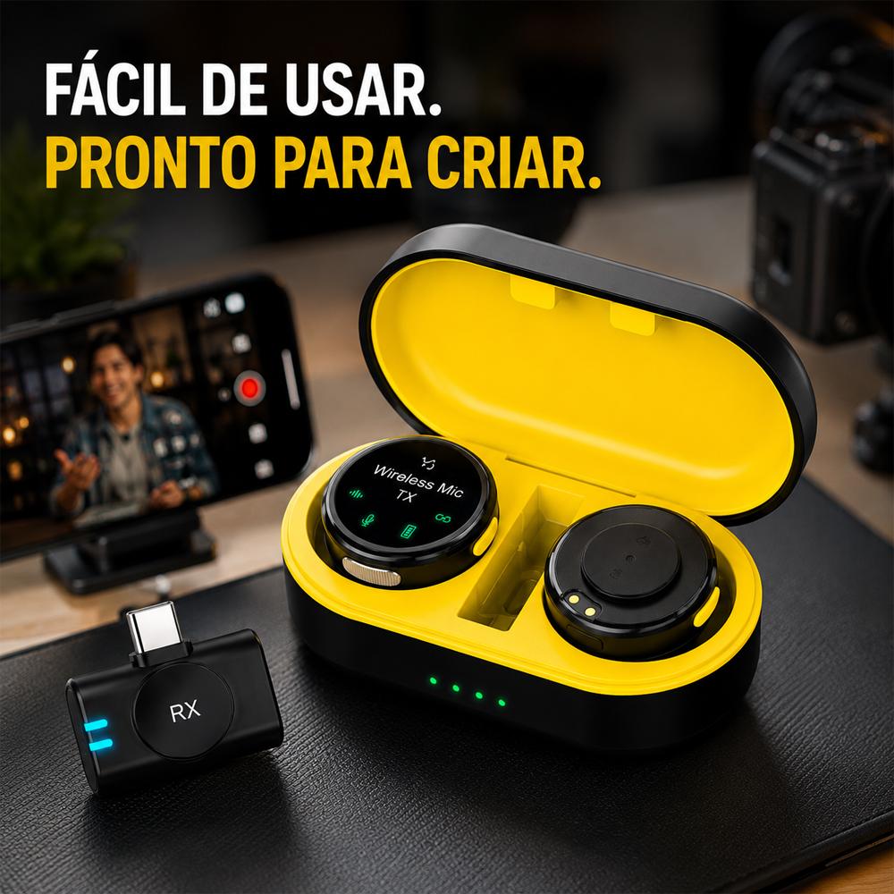 Microfone de lapela Type-C plug and play para áudio profissional da Vapto
