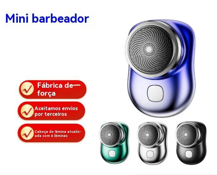 Mini barbeador elétrico portátil com 6 lâminas para viagens e uso no carro da Vapto