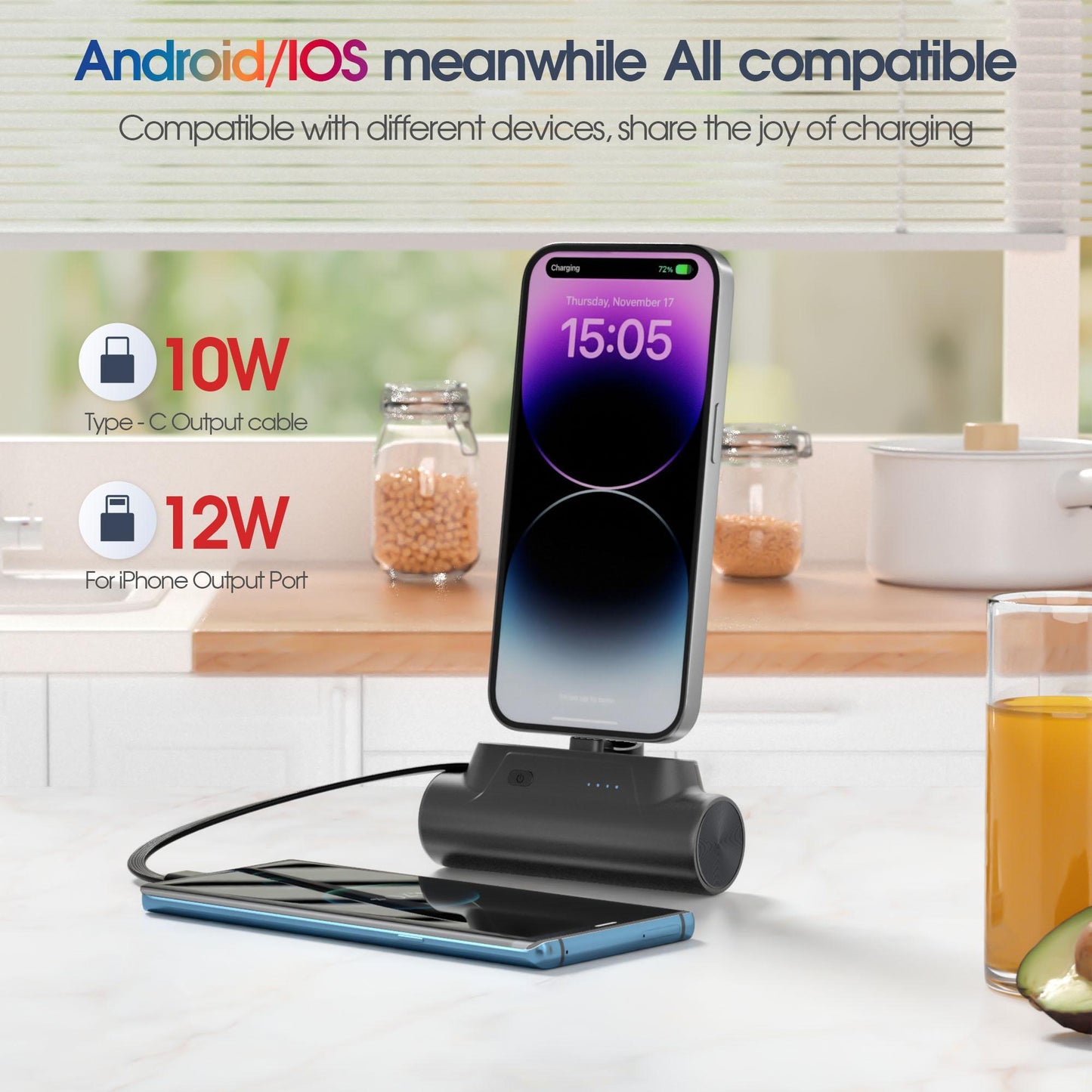 Mini power bank portátil de 5.000 mAh com suporte para celular da Vapto
