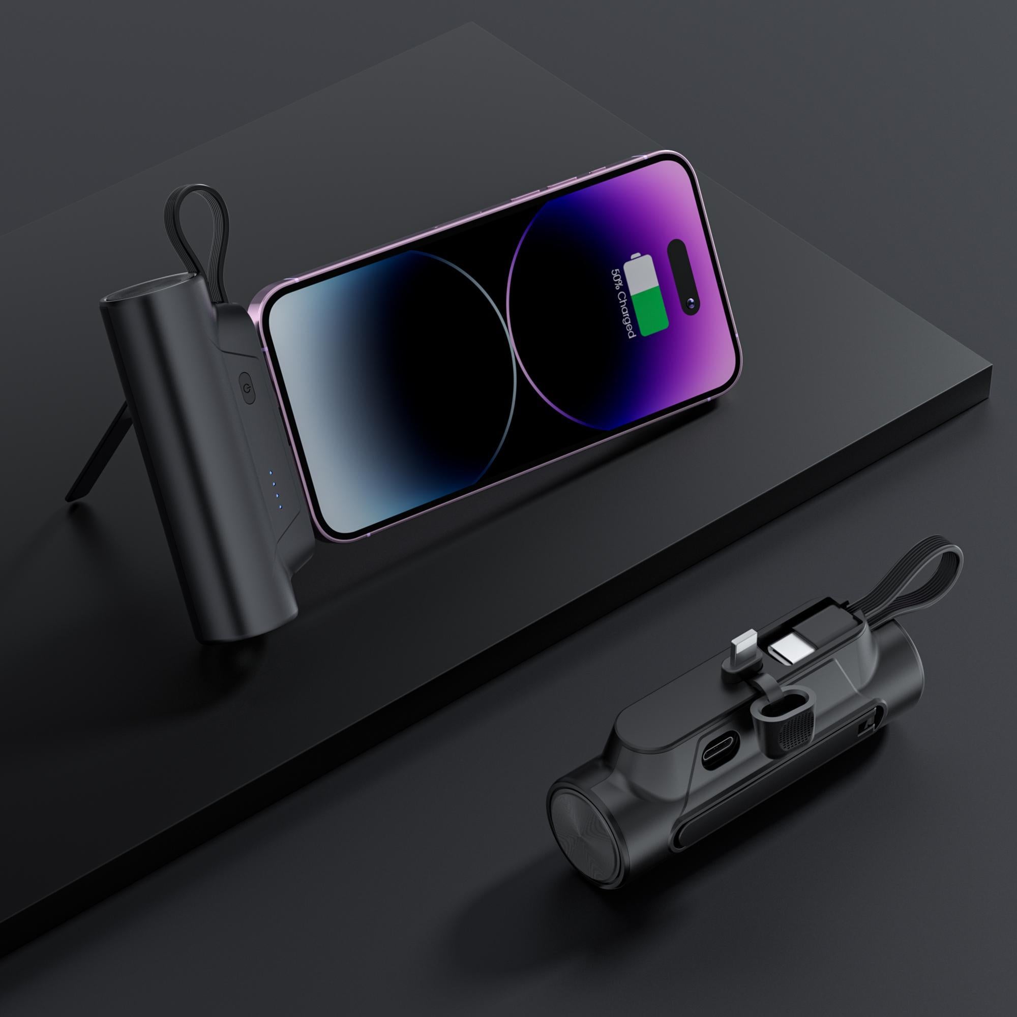 Mini power bank portátil de 5.000 mAh com suporte para celular da Vapto