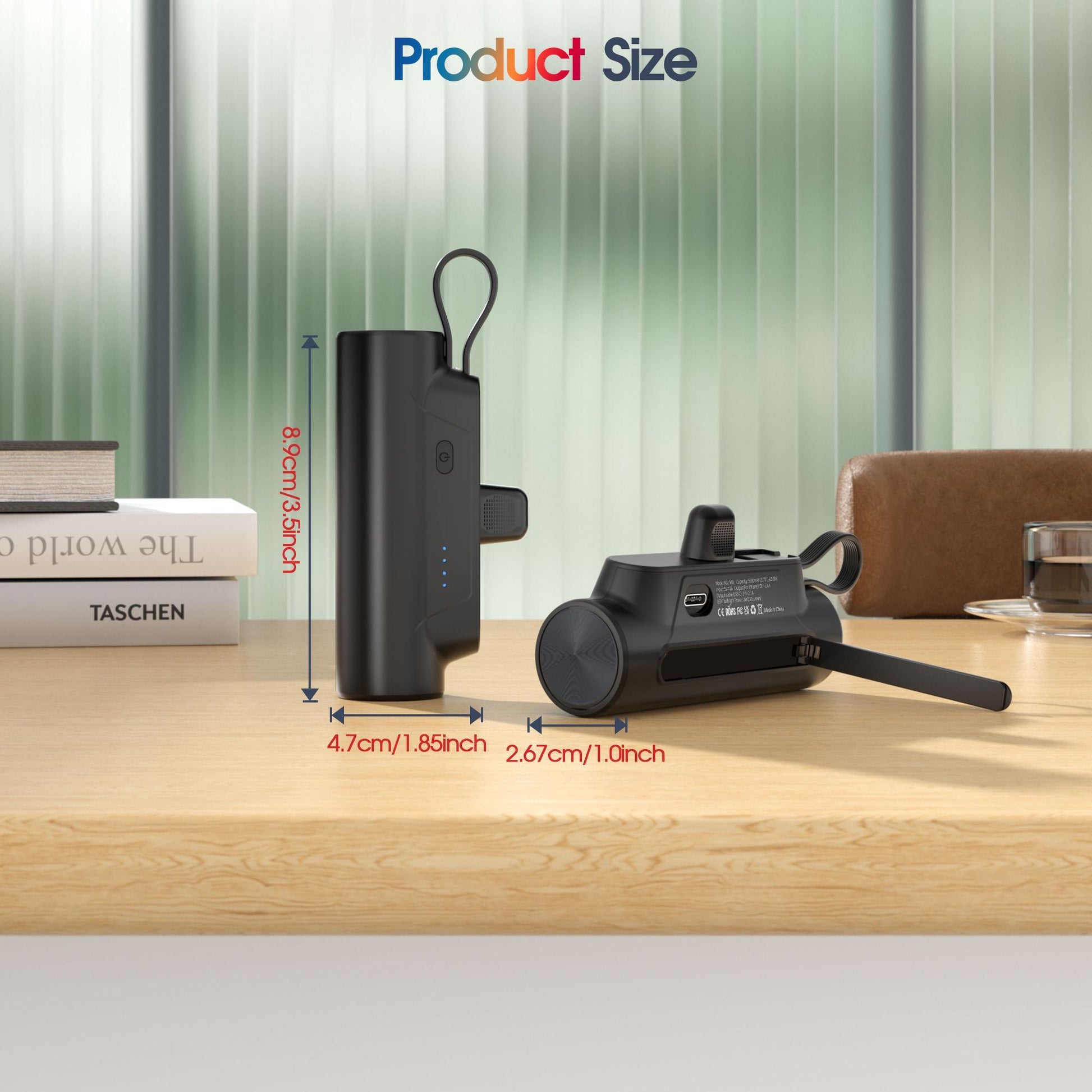 Mini power bank portátil de 5.000 mAh com suporte para celular da Vapto