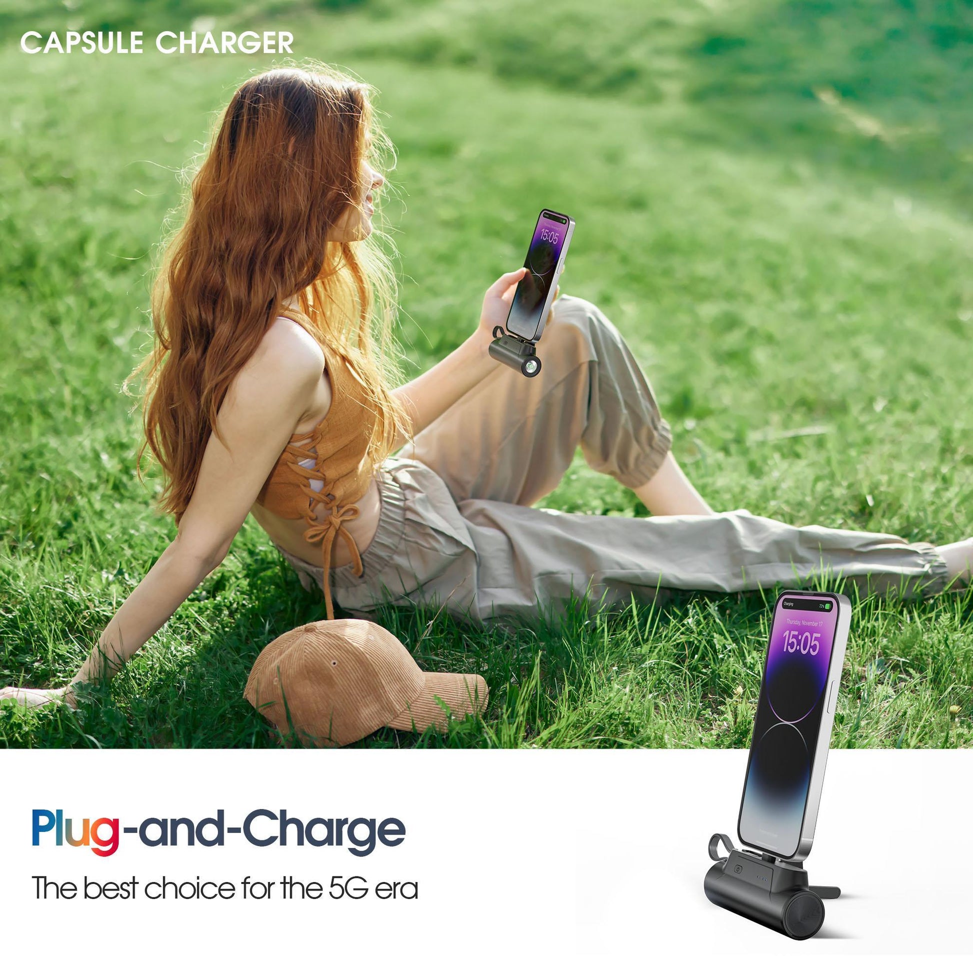 Mini power bank portátil de 5.000 mAh com suporte para celular da Vapto