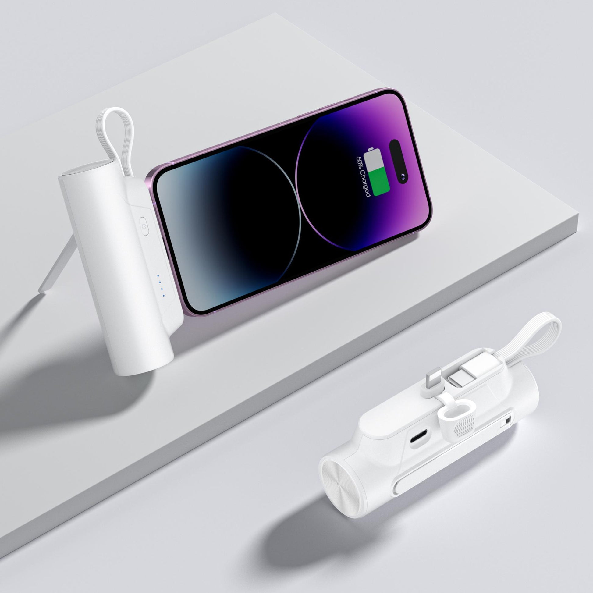 Mini power bank portátil de 5.000 mAh com suporte para celular da Vapto