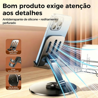 Suporte ajustável de alumínio com rotação de 360 graus para celular e tablet da Vapto