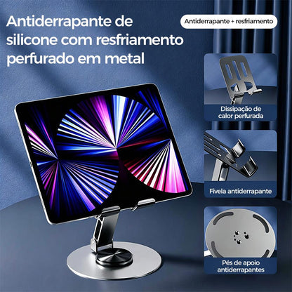 Suporte ajustável de alumínio com rotação de 360 graus para celular e tablet da Vapto